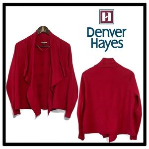 Denver Hayes red cardigan knit